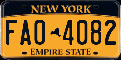 NY license plate FAO4082