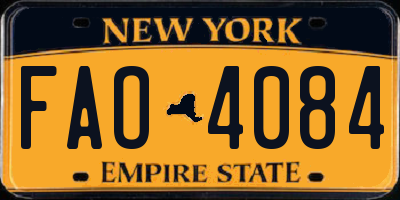 NY license plate FAO4084
