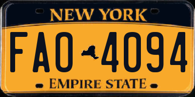 NY license plate FAO4094