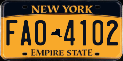 NY license plate FAO4102