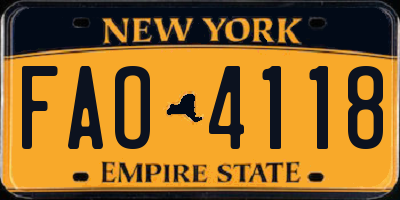 NY license plate FAO4118
