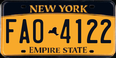 NY license plate FAO4122