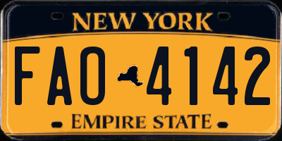 NY license plate FAO4142