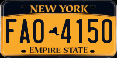 NY license plate FAO4150