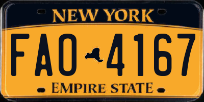 NY license plate FAO4167