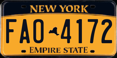 NY license plate FAO4172