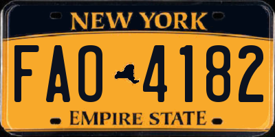 NY license plate FAO4182