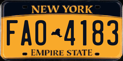 NY license plate FAO4183