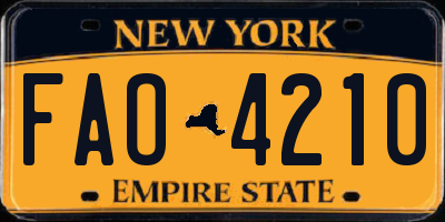 NY license plate FAO4210