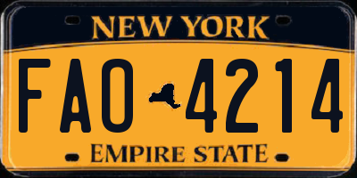 NY license plate FAO4214