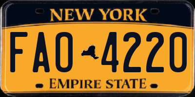 NY license plate FAO4220