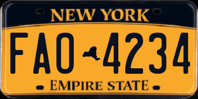 NY license plate FAO4234