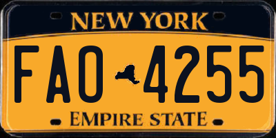 NY license plate FAO4255