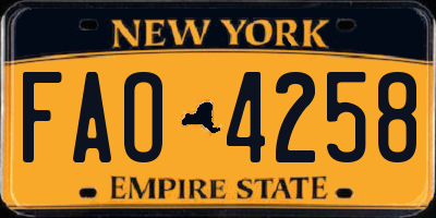 NY license plate FAO4258