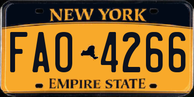 NY license plate FAO4266