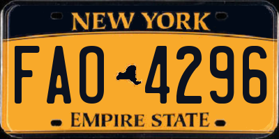 NY license plate FAO4296