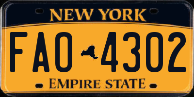 NY license plate FAO4302