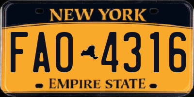 NY license plate FAO4316