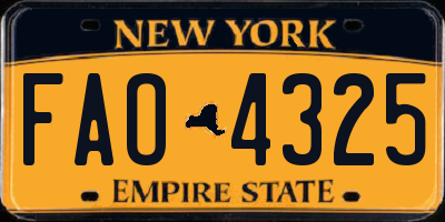 NY license plate FAO4325