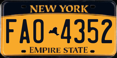 NY license plate FAO4352
