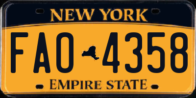 NY license plate FAO4358