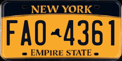 NY license plate FAO4361