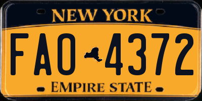 NY license plate FAO4372