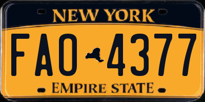 NY license plate FAO4377