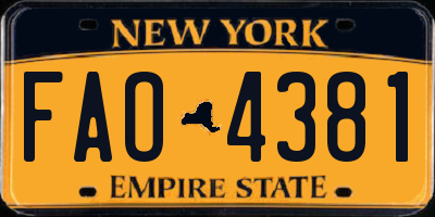 NY license plate FAO4381