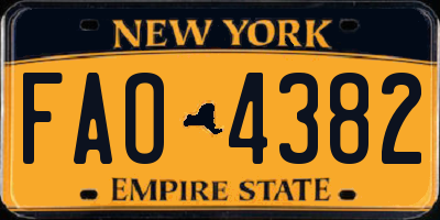 NY license plate FAO4382