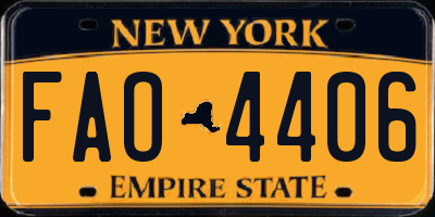 NY license plate FAO4406