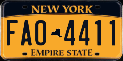 NY license plate FAO4411