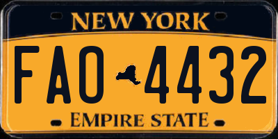 NY license plate FAO4432