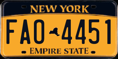 NY license plate FAO4451