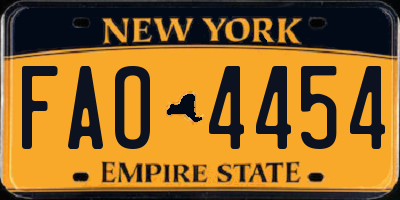 NY license plate FAO4454