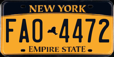 NY license plate FAO4472