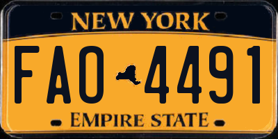 NY license plate FAO4491