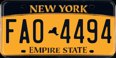 NY license plate FAO4494