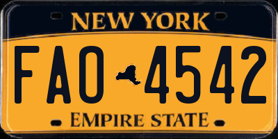 NY license plate FAO4542