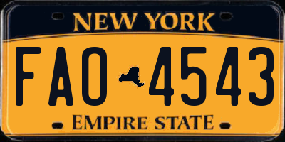 NY license plate FAO4543