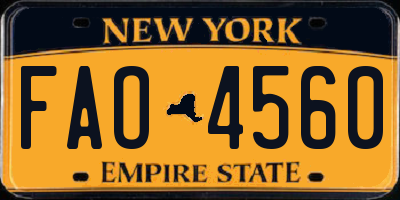 NY license plate FAO4560