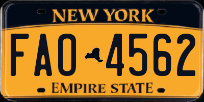 NY license plate FAO4562