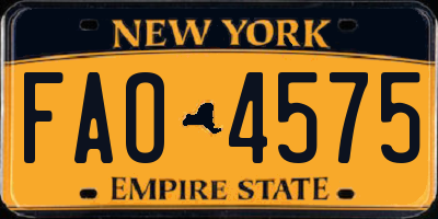 NY license plate FAO4575