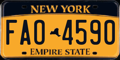 NY license plate FAO4590