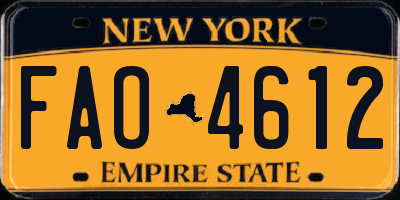 NY license plate FAO4612