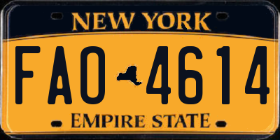 NY license plate FAO4614