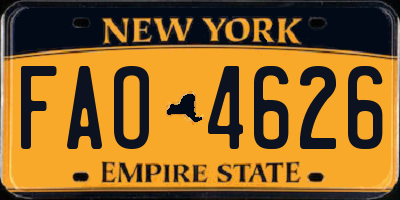 NY license plate FAO4626
