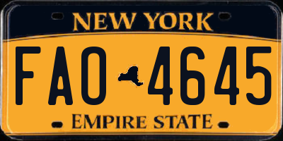 NY license plate FAO4645