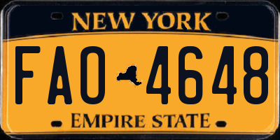 NY license plate FAO4648