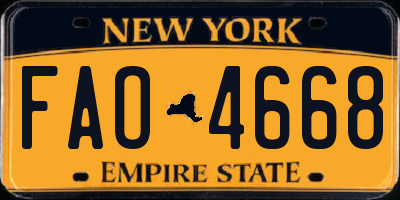 NY license plate FAO4668